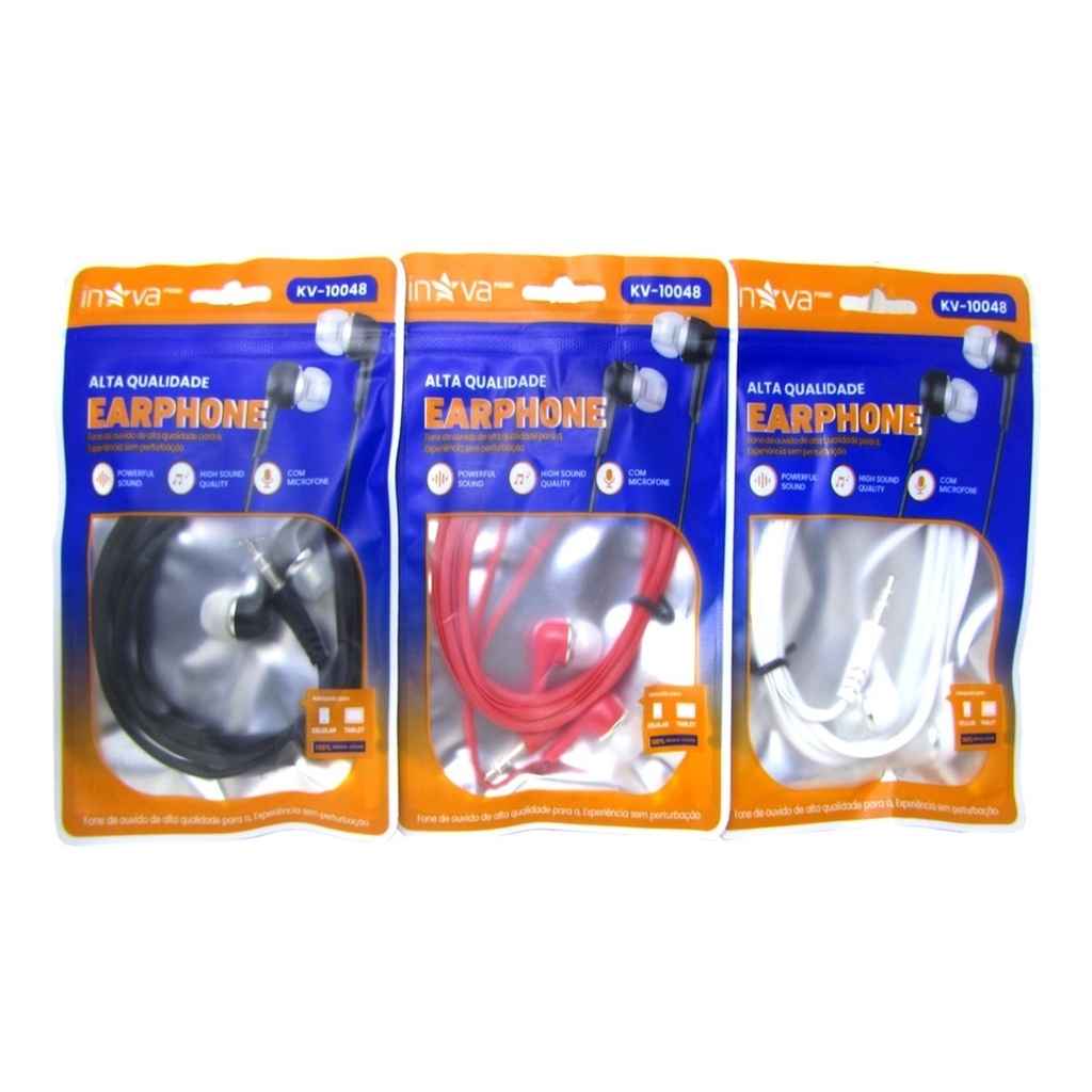 Kit 50x Fone De Ouvido Com Microfone Celular Inova Original Atacado Barato