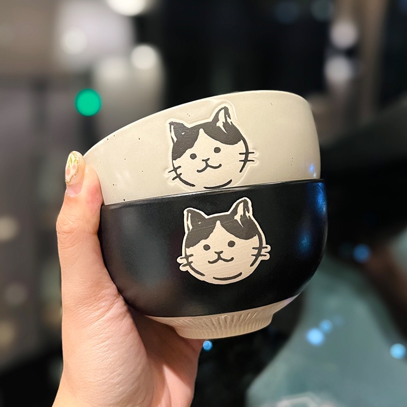 Gato de 4,5 polegadas em Pedra Estilo Japonês Tigela de Arroz Fofa de Arroz para Crianças de Cerâmica Doméstica Underglaze Colorful Rice Bowl