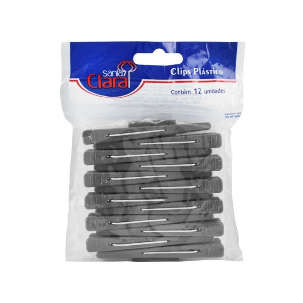 Clips Para Cabelo Santa Clara Plástico Preto c/12un em Oferta na Shopee
