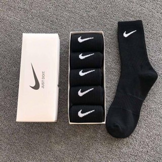 Caixa 5 Pares Nike Homens Nike Homens Mulheres Meias Esportivas de Algodão / Meias Confortáveis Espessas