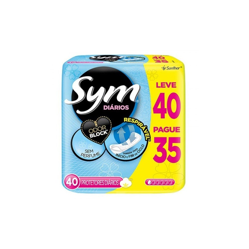 Absorvente Sym Protetor Diário Sem Perfume C/40 em Oferta na Shopee