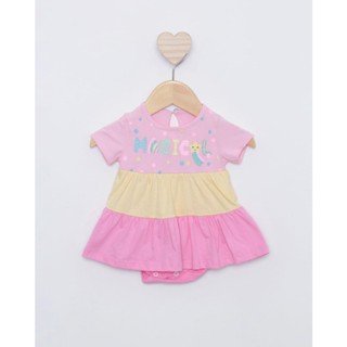 Vestido Bebê Menina Três Marias Com Estampa Rosa