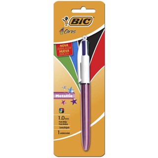 Caneta esferográfica 4 Cores Metálica Rosa Bic