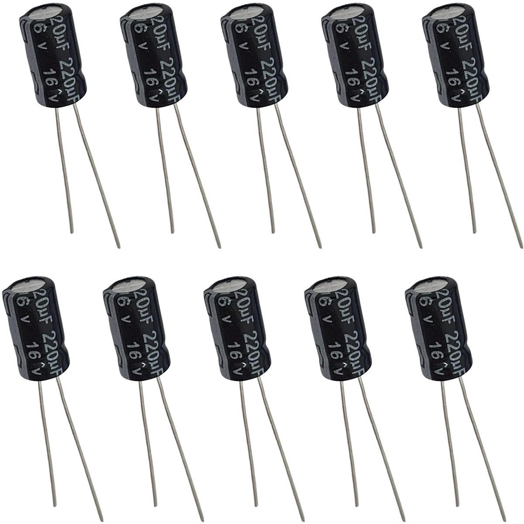 Capacitor Eletrolítico 220uF 16V  - Kit 10 Peças