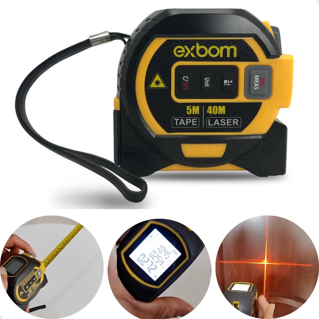 Trena Digital Nivel Laser 40M Com Fita Métrica Profissional
