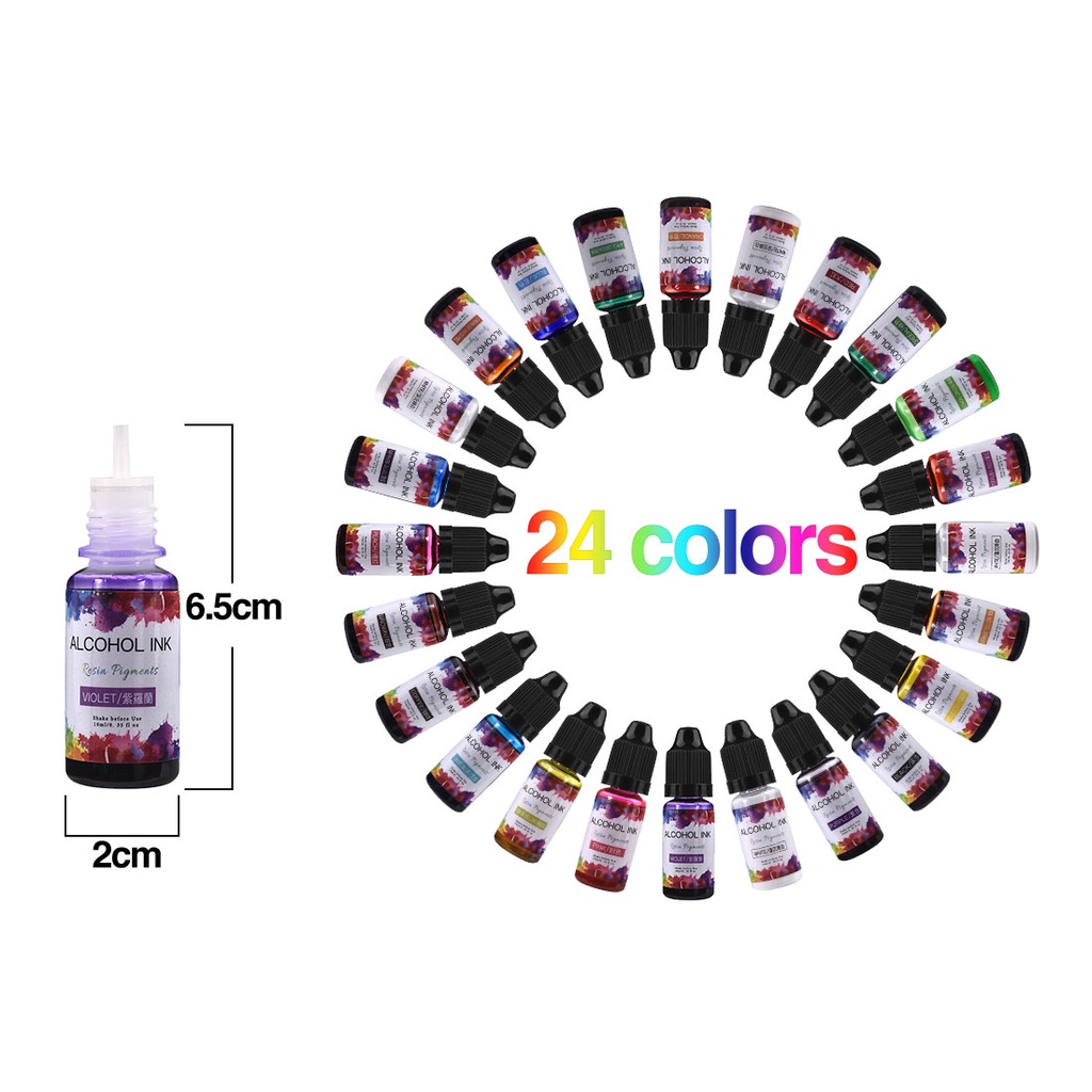 10ml Arte Tinta Álcool Resina Pigmento Pigmentar Líquido Colorante Difusão De Para Jóias De Bricolagem Em Epóxi UV 24 Cores