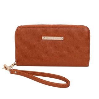 Carteira Zíper com Alça de Mão Fellipe Krein Aw22 Saffiano - Caramelo
