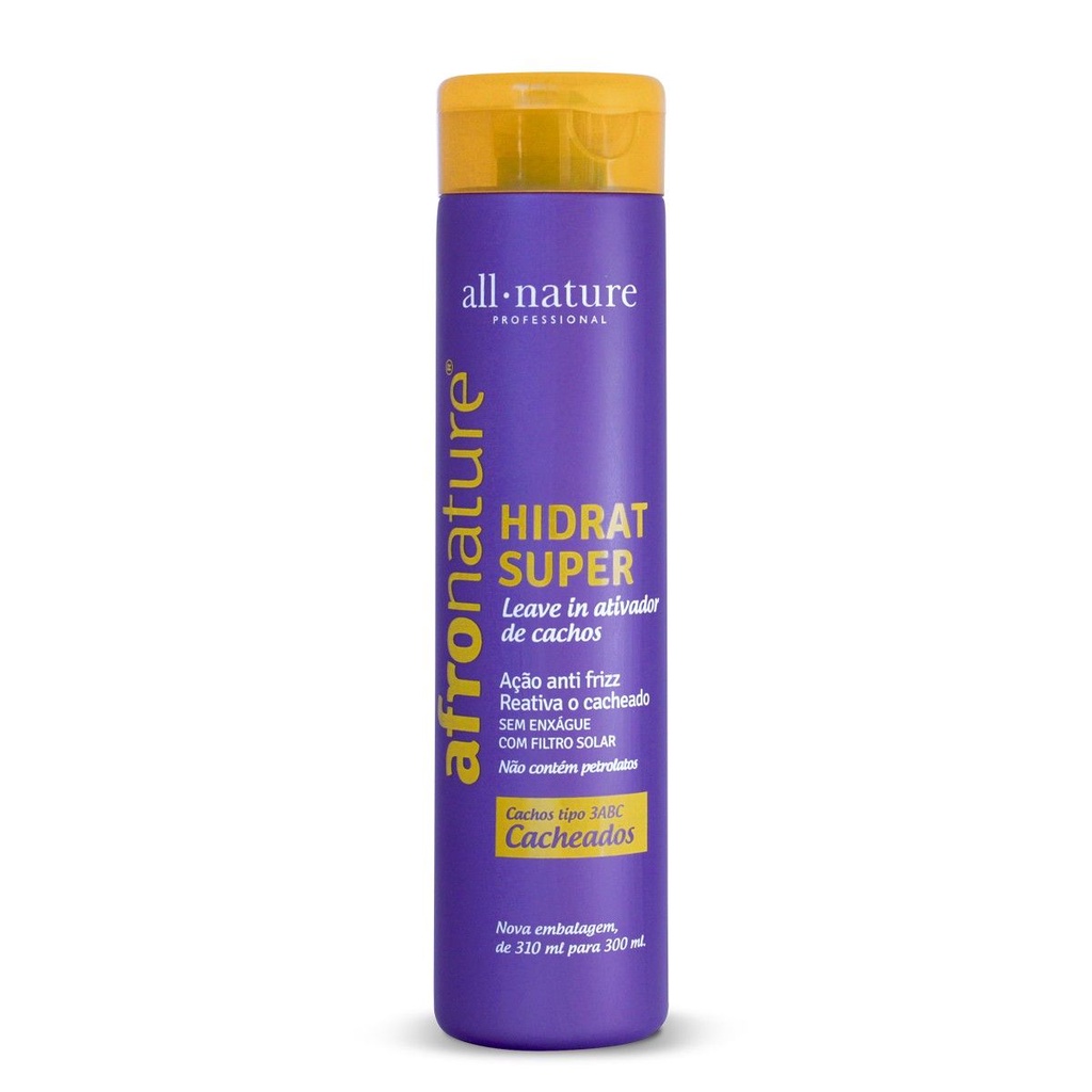 Hidrat Ativador de Cachos All Nature 300ml, Ativa e Modela os Cachos, Disciplina os Fios, Com Proteção UV em Oferta na Shopee