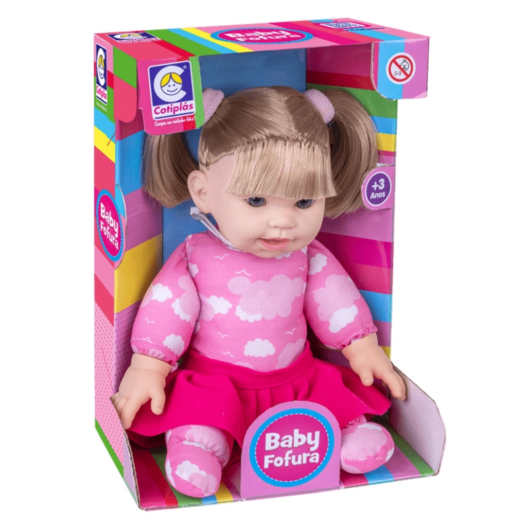 Brinquedo Boneca Baby Fofura Sortida com Cabelo Loiro em Plástico Vinil 25cm com Roupinhas Rosa +3 Anos Cotiplas - 2586 em Oferta na Shopee