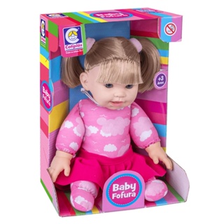 Brinquedo Boneca Baby Fofura Sortida com Cabelo Loiro em Plástico Vinil 25cm com Roupinhas Rosa +3 Anos Cotiplas - 2586 em Oferta na Shopee