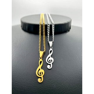 Corrente De Corda De Aço Inoxidável Banhada A Ouro 18K Com Pingente De Símbolo Musical Em Ouro E Prata Para Especialistas Em Música Da Moda