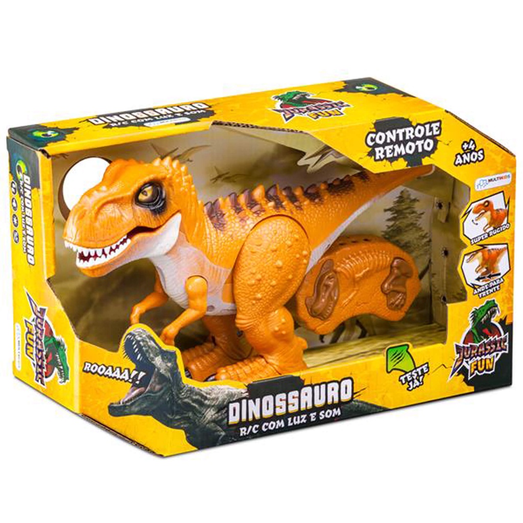 Brinquedo Dinossauro Tiranossauro Rex Anda com Luz e Som Controle Remoto Jurassic Fun Boneco - BR1461 em Oferta na Shopee