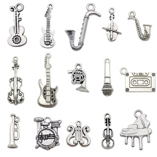 15PCS Série Música Acessórios Violino Guitarra Notas Instrumento Musical Bonito Acessório Material Artesanal DIY Criativo e Pingente