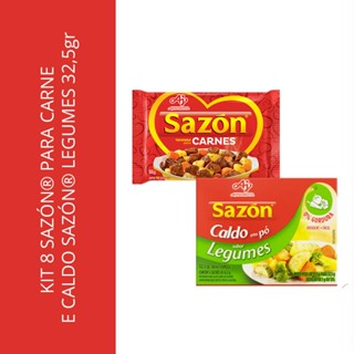 Kit 8 Sazón Para Carne E Caldo Sazón Legumes 32,5Gr
