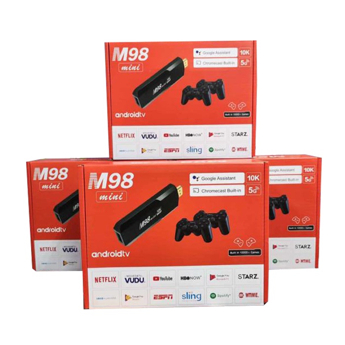 M98 TV & Game Stick 64G com AndroidTv Transforma sua tv Em Smart e Video game Retro C/ chromecast Pronta Entrega
