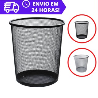 Lixeira Cesto Aço Telada Aramado Lixo 10 Litros Para Escritório Casa Hotel