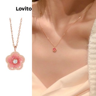 Lovito Casual Colar Feminino de Flores LNA28144 (Rosa)