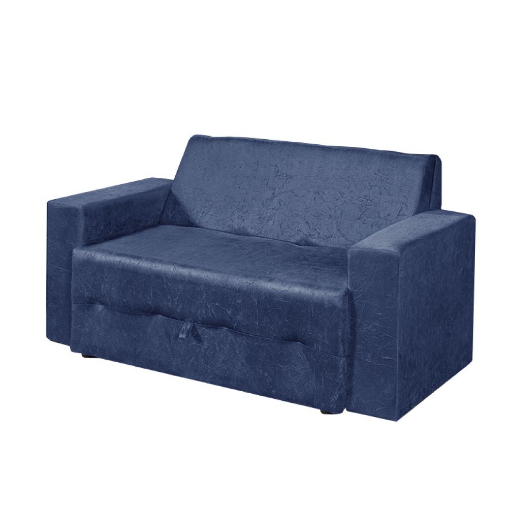 Sofá-cama 2 Lugares Pratik 5000 Mamflex Azul Suede em Oferta na Shopee