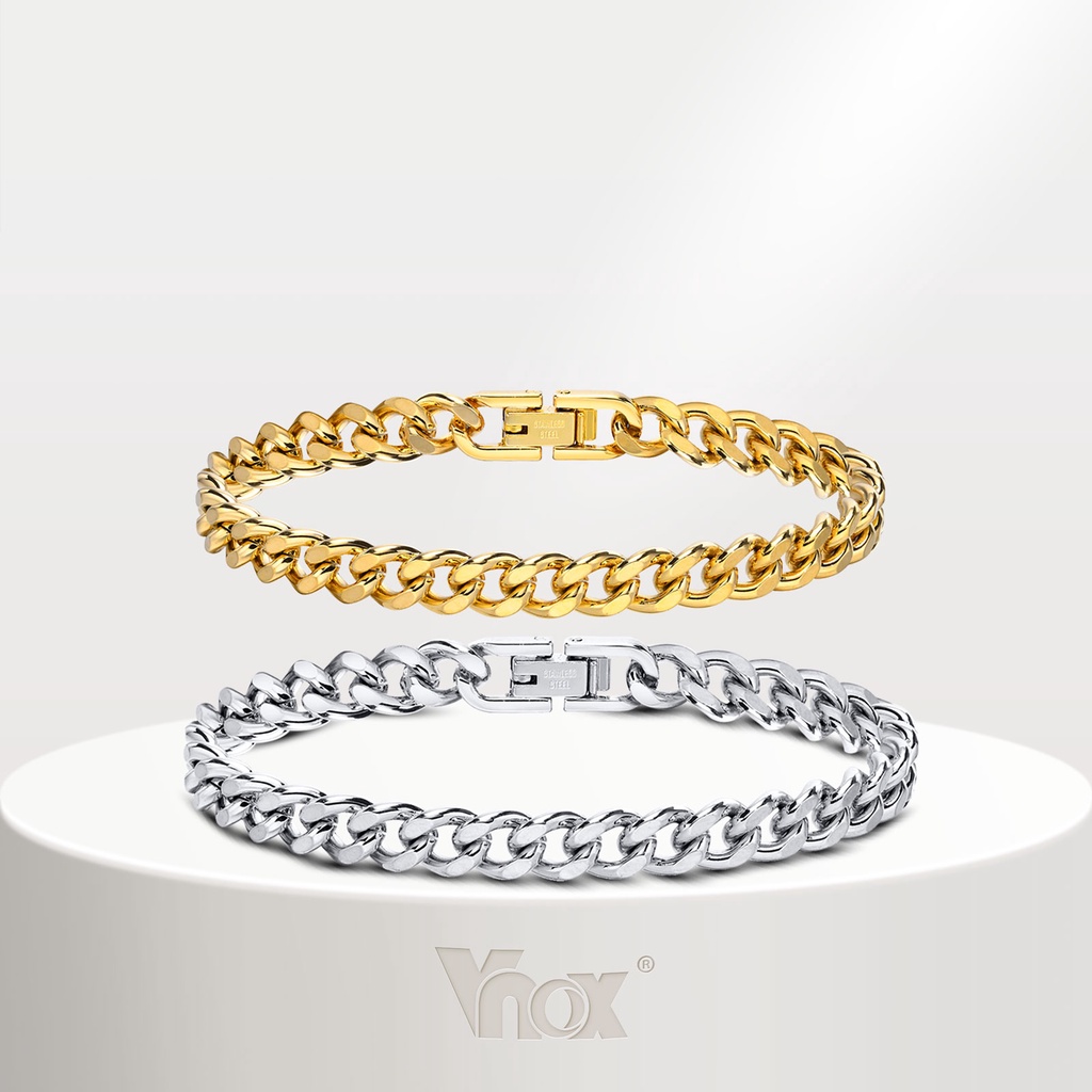 Vnox Fashion 7/9mm Cuban Chain Men's Bracelet , Pulseira De Corrente De Aço Inoxidável À Prova D'água Jóias Clássicas Femininas