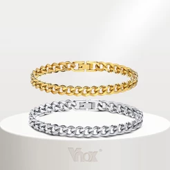 Vnox Fashion 7/9mm Cuban Chain Men's Bracelet , Pulseira De Corrente De Aço Inoxidável À Prova D'água Jóias Clássicas Femininas
