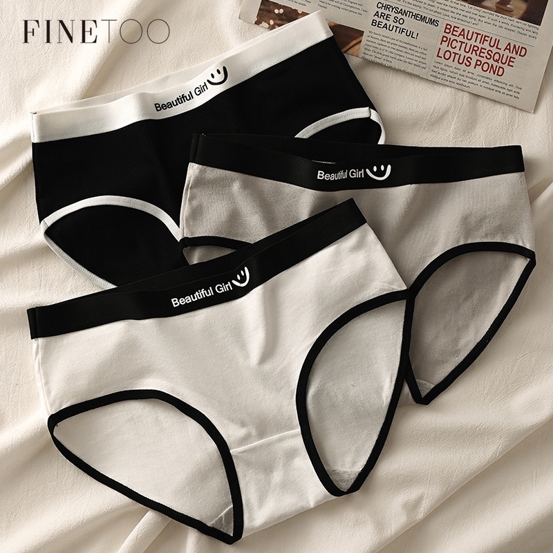 Finetooo Calcinha Feminina De Algodão Moda Roupa Íntima Coreana Macia E Confortável