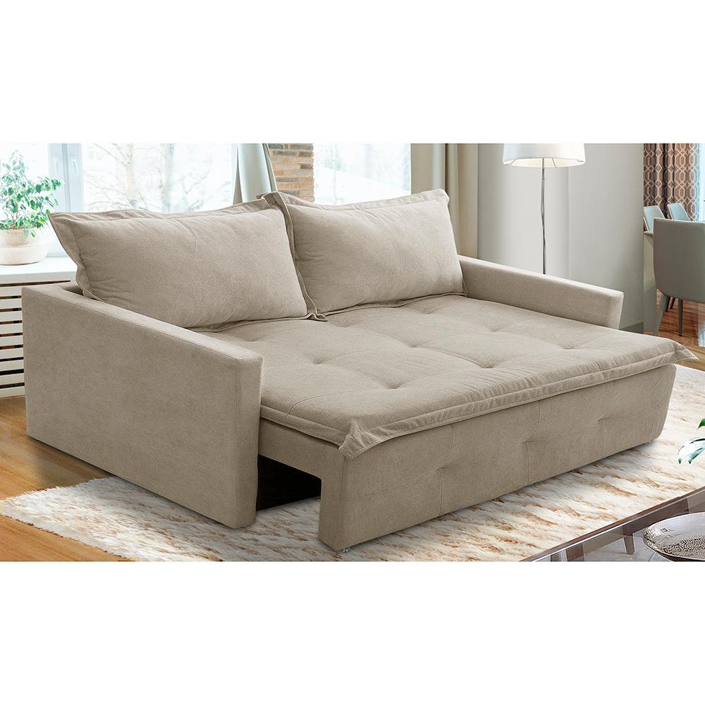 Sofá Sem Caixa Retrátil e Reclinável 1,65m com Molas Maísa Boucle Bege Adonai Estofados em Oferta na Shopee