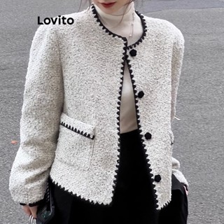 Lovito Jaqueta Casual Feminina Com Estrutura Lisa E Botão Frontal LNA31160 (Cinza)
