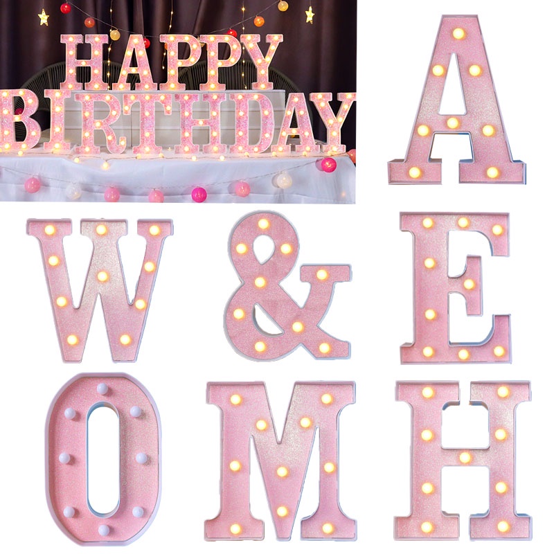 【 READY STOCK 】 Newly Design DIY 3D Led Letters Lights 26 Alfabeto Luz Digital Rosa Decorativa Lâmpadas De Marquise Decorativas Para Festa De Casamento Lâmpada De Bar Em Casa em Oferta na Shopee