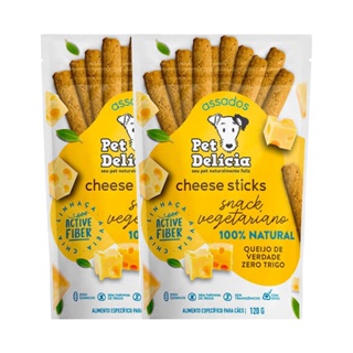 KIT 2 Petisco Pet Delícia Cães Cheese Sticks 120g em Oferta na Shopee
