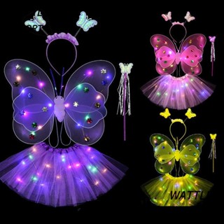WATTLE Saias Meninas Vestidos De Fantasia Conjunto De Luzes De Páscoa Dia Dos Namorados Asas De Borboleta Anjo Luminosas