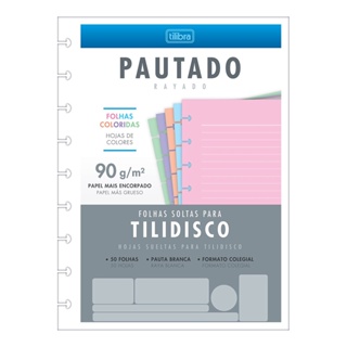 Refil Folhas Soltas Coloridas Pautado para Tilidisco Colegial 50 Folhas em Oferta na Shopee