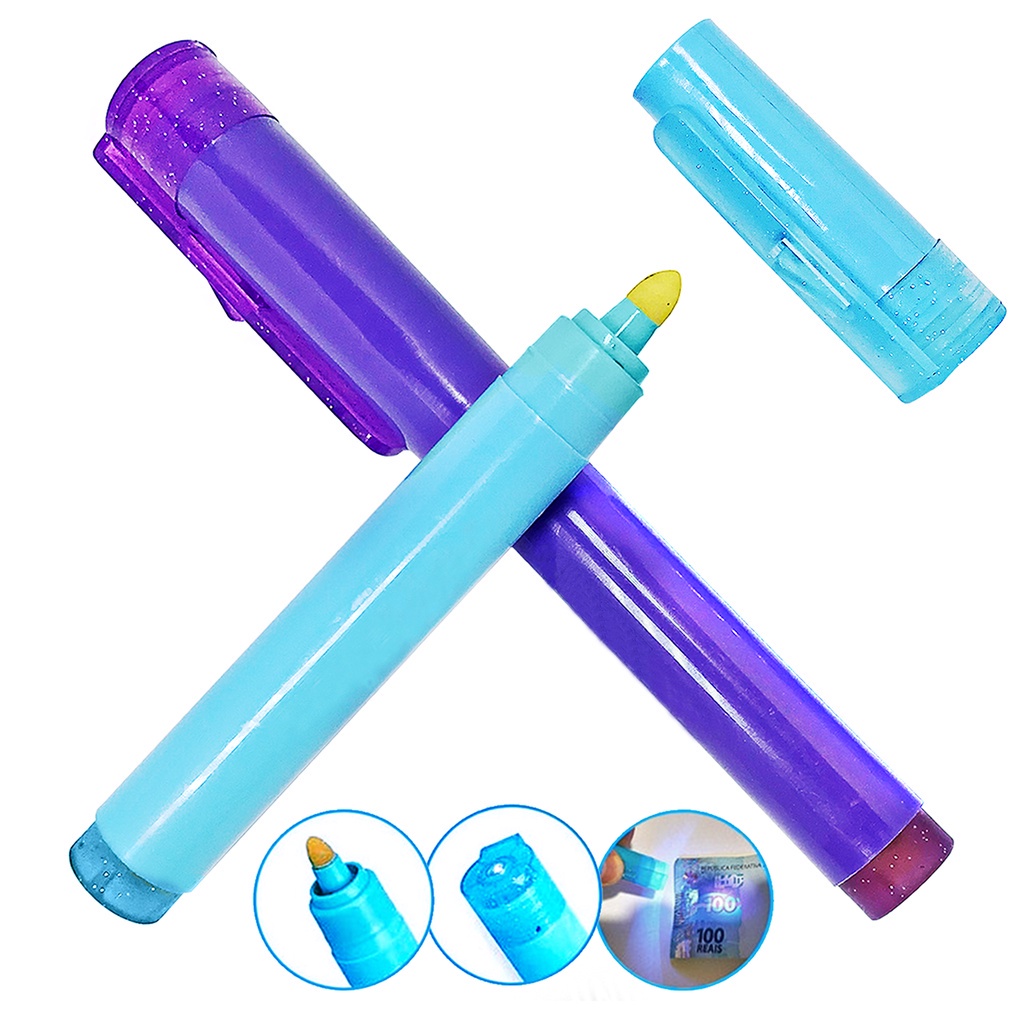 Caneta Testadora de Dinheiro E Marcadora De Nota Falsa / Teste Detector de Nota Falsa Luz Negra Money Luatek Azul Roxo