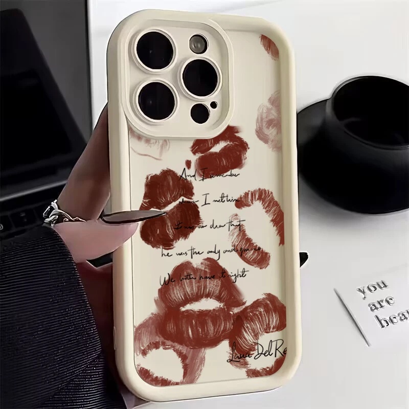 Capa De Telefone Para iPhone 11 15 12 13 14 Pro Max Mini X XR XS 7 8 Plus SE 2020 Luxo Sexy Lábios Vermelhos Silicone Macia