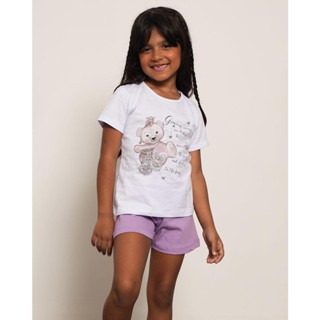 Pijama Infantil Curto Estampa Ursinho Lilás