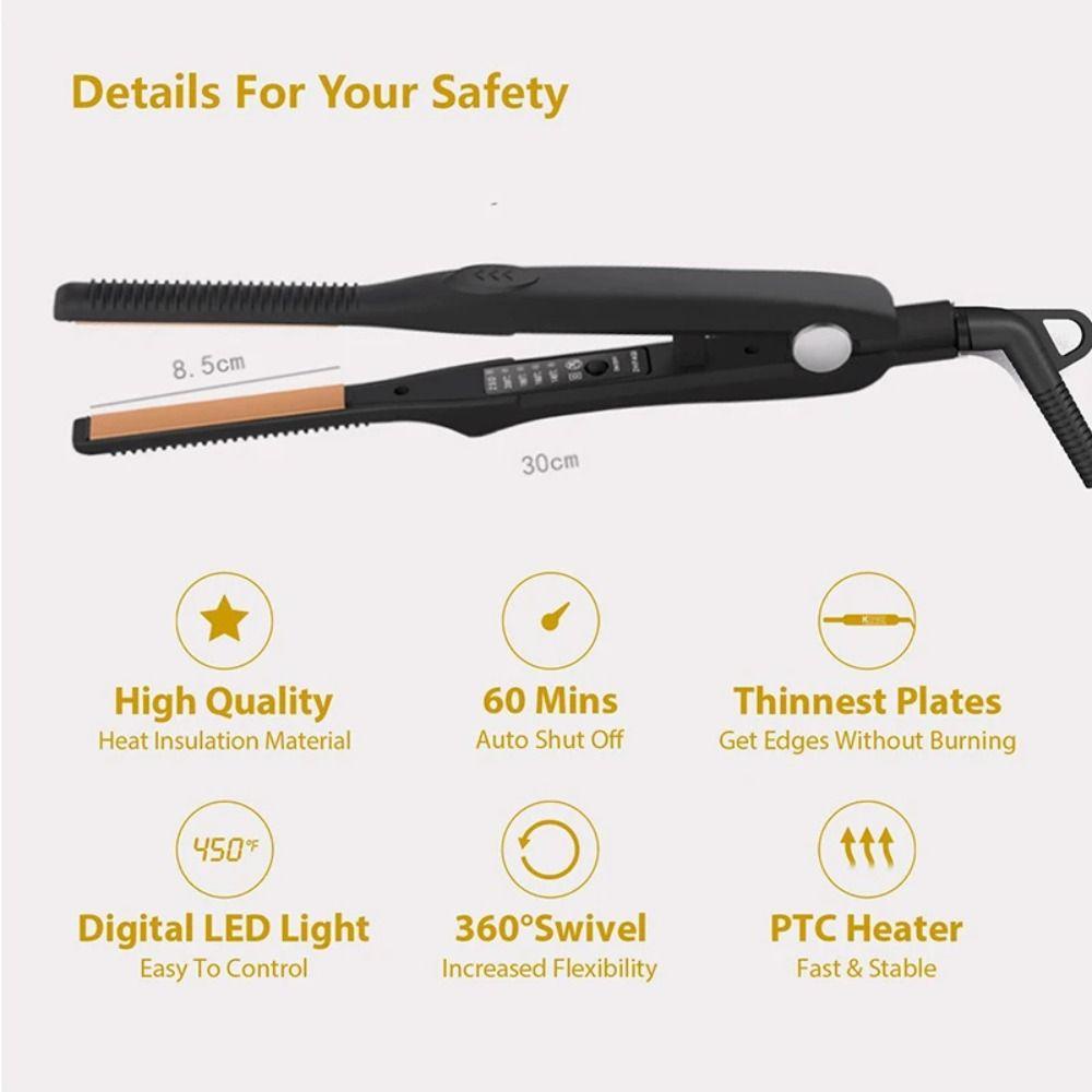 Detalhes do PEONYQ Mini Hair Curler , Alisador De Cabelo Elétrico Profissional 2 Em 1 Iônico Portátil Para Homens Ferro Plano