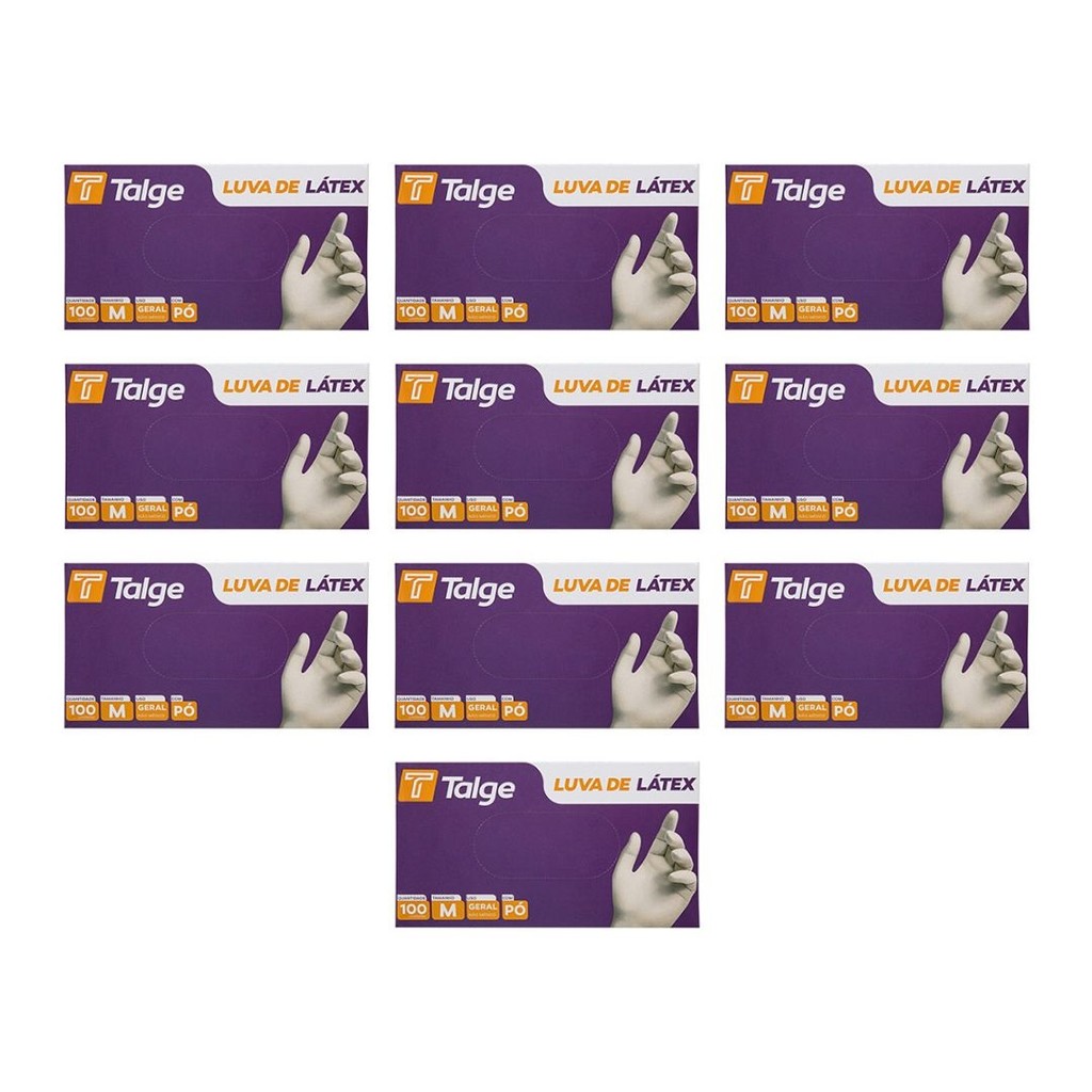 Luva Látex Com Pó Tamanho P;M;G Talge – Kit com 10 Caixas