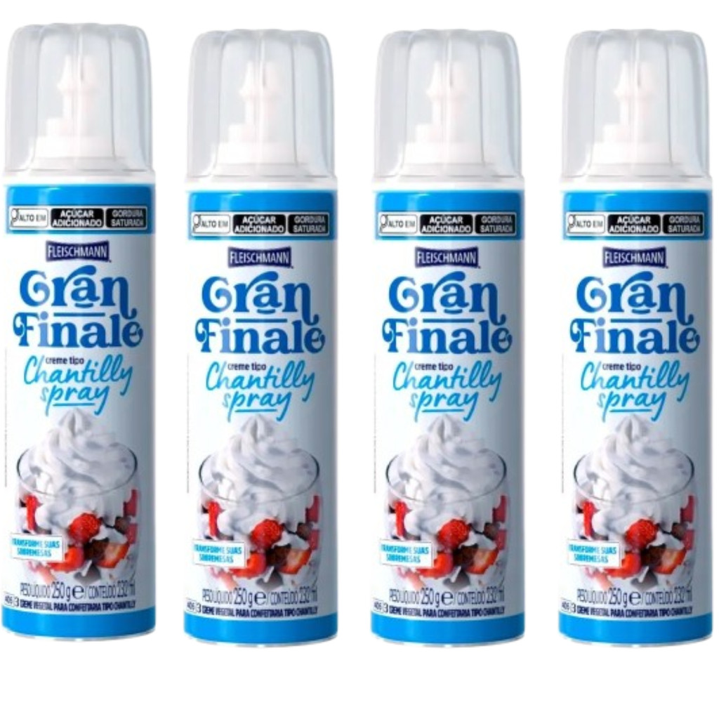 Kit 4 Un Creme Chantilly Spray Fleischmann Gran Finale 250g