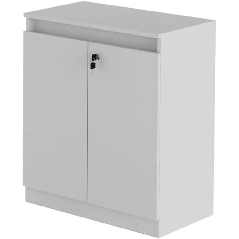 Balcão Para Escritório ME4149 Tecno Mobili Branco com 2 Portas, 1 com Chave, Estrutura em MDP, Design Minimalista, 60x7