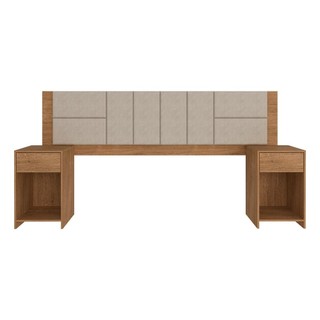 Cabeceira Estofada Para Cama Queen Dubai Carv/bege - M. Arapongas em Oferta na Shopee