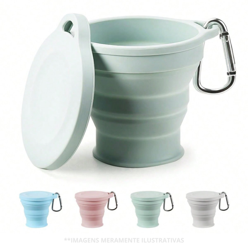 KIT  COPOS RETRATIL SILICONE DOBRAVEL COM TAMPA COPO CRIANÇA ESCOLA VIAGENS *ENVIO NO MESMO DIA em Oferta na Shopee