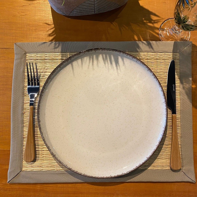 Kit 6 Jogo Americano Junco Natural Acabamento Luxo Mesa de Jantar 30x40cm