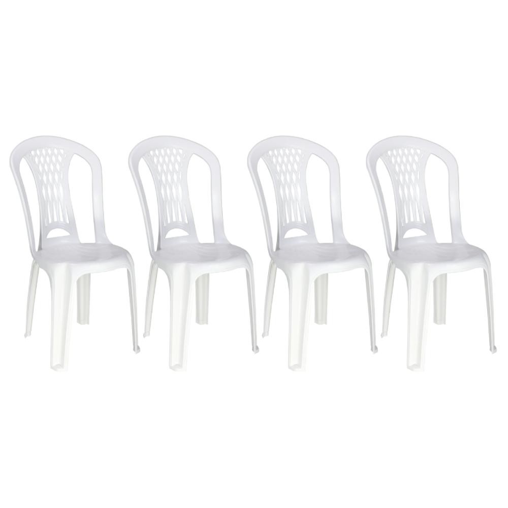 Kit 4 Cadeiras Plásticas Tramontina Laguna Branca P/Igreja Lanchonete Bar Jardim