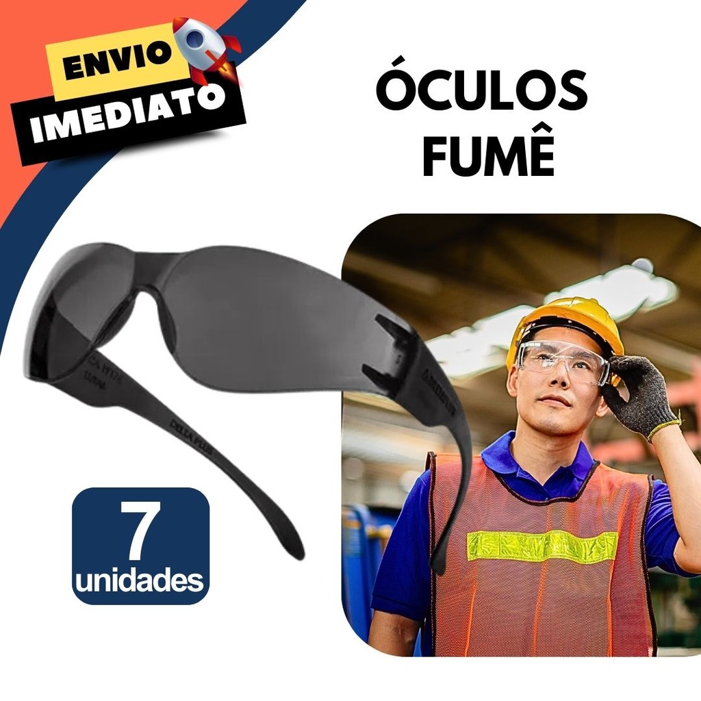 Kit Óculos Segurança Ocular Proteção EPI Incolor ou Fumê Construção Civil Obra Profissional