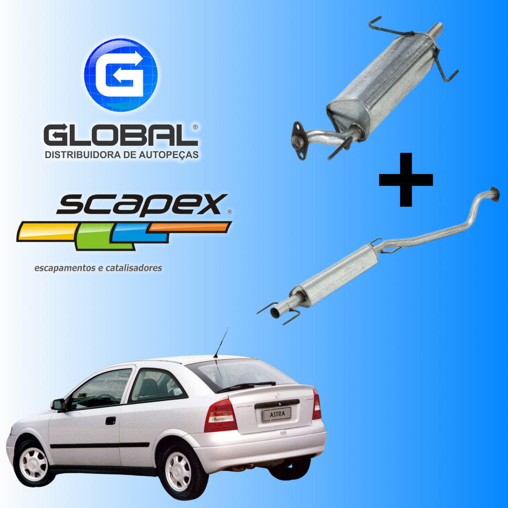 Kit Escapamento Silencioso Traseiro e Intermediario Chevrolet Astra Hatch 1.8 2.0 1998 a 2000 Original Scapex