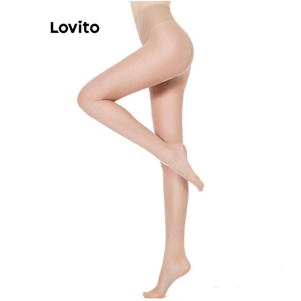 Lovito Sexy Meias Longas Femininas Lisas de Malha de Contraste LNE49243 - Women Clothes