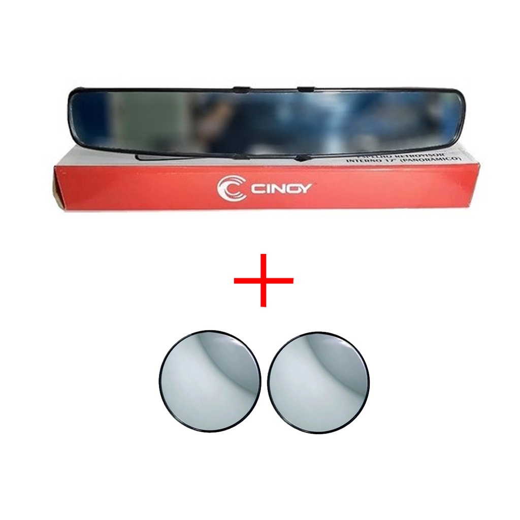 Kit Espelho Retrovisor Interno Universal Convexo Panoramico Automotivo 43cm+Par Espelho Auxiliar 5cm em Oferta na Shopee