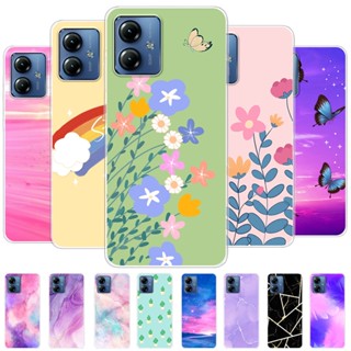 Para Motorola MOTO G14 G23 Capa De Silicone Macia Telefone G13 Protetora Transparente De Flores Butterfly Bumper Shell
