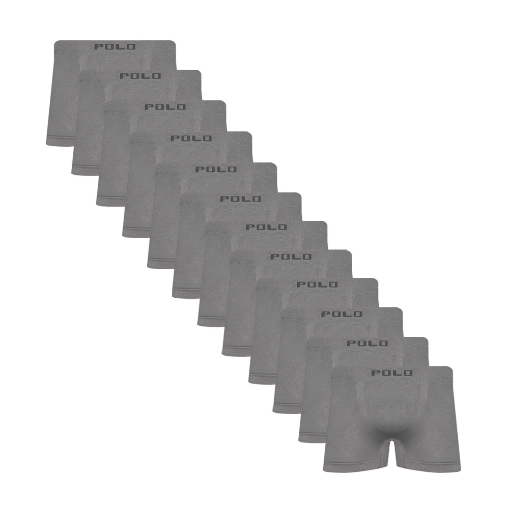 Kit C/12 Cuecas Boxer Microfibra Polo Star Cinza