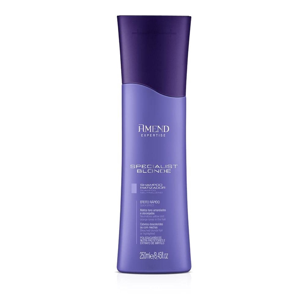 Shampoo Amend Specialist Blonde 250ml matizador que contém alta concentração de pigmentos violetas