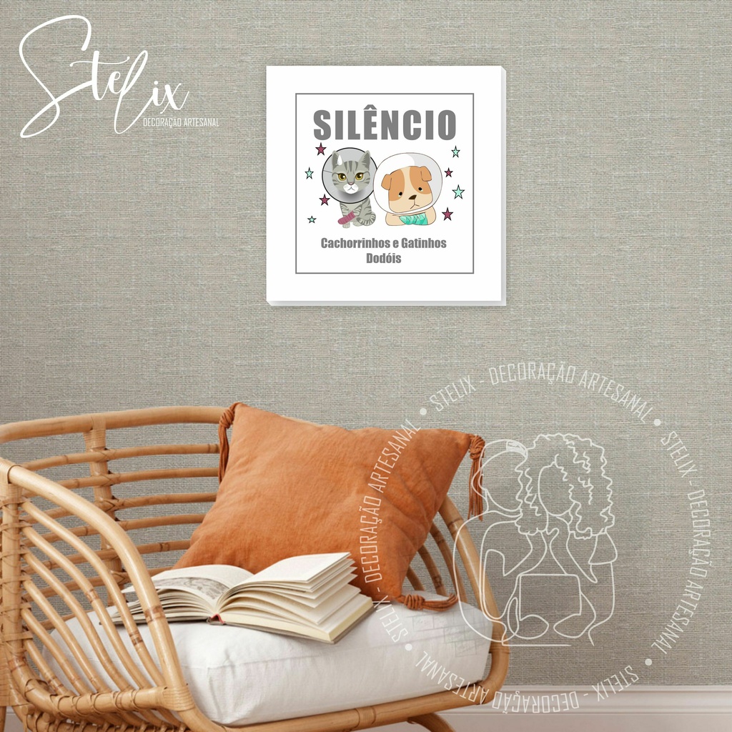 Placa de Aviso Para Veterinária - Silêncio Gatinhos e Cachorrinhos Dodói